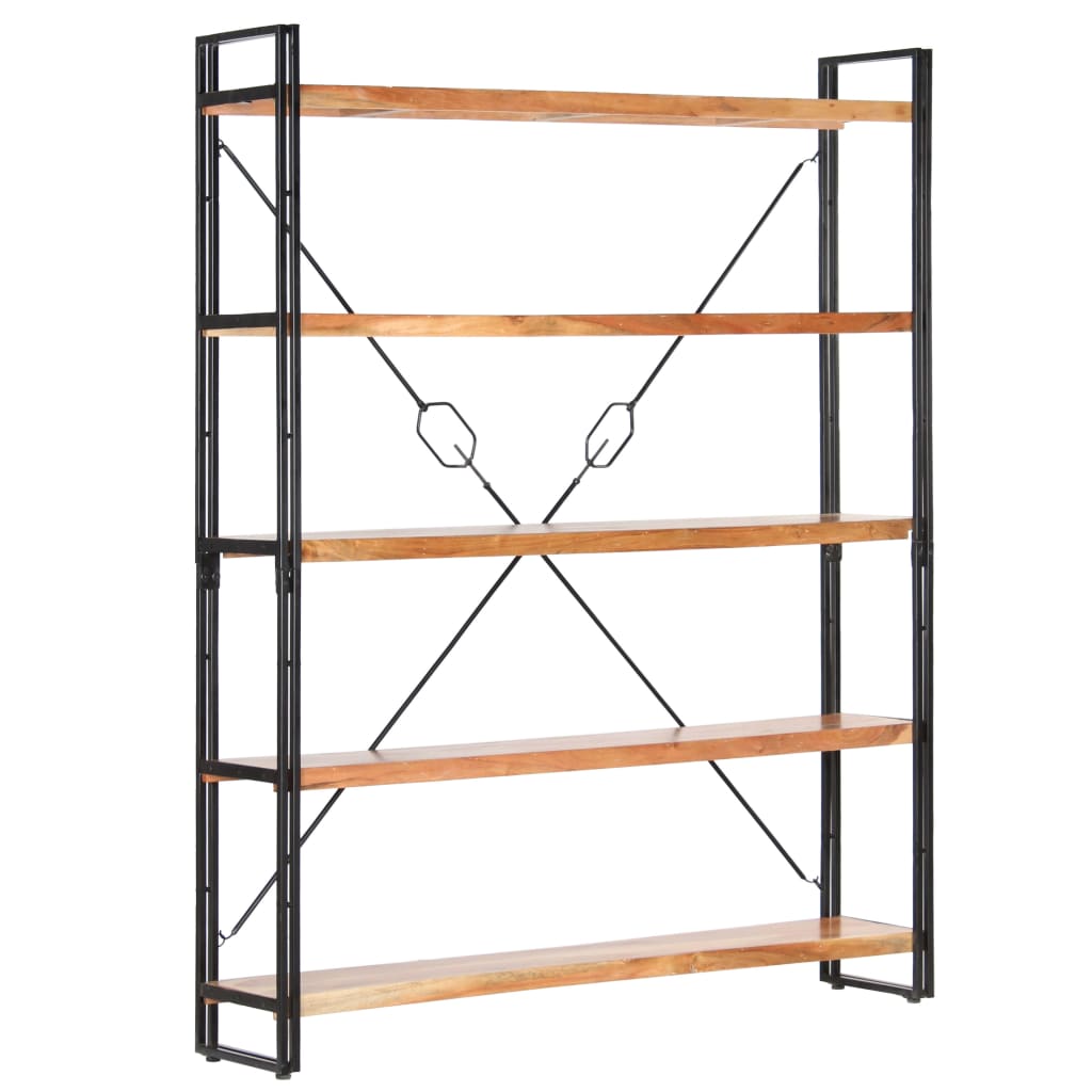 Bookcase with 5 shelves, 140x30x180 cm, solid acacia wood