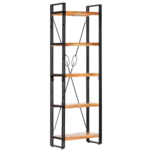 Bookcase with 5 shelves, 60 x 30 x 180 cm, solid acacia wood