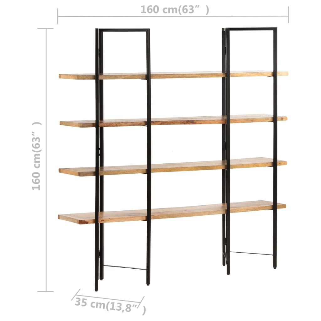 4-tier bookcase, 160x35x160 cm, solid mango wood