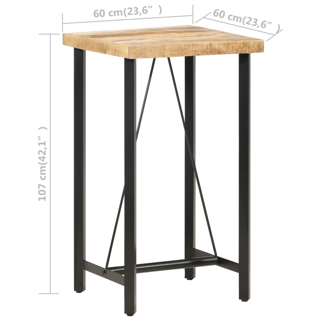 Bar table, 60 x 60 x 107 cm, unfinished mango wood