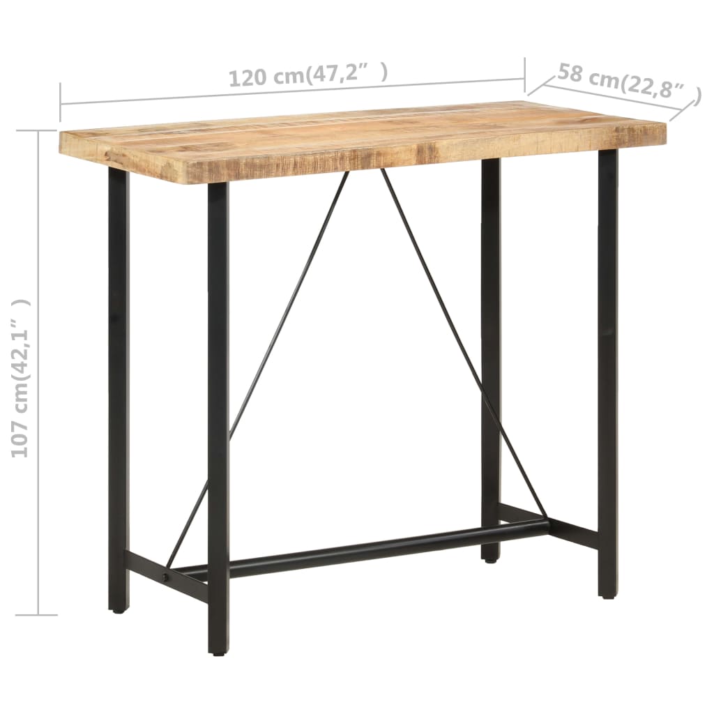 Bar table, 120 x 58 x 107 cm, unfinished mango wood