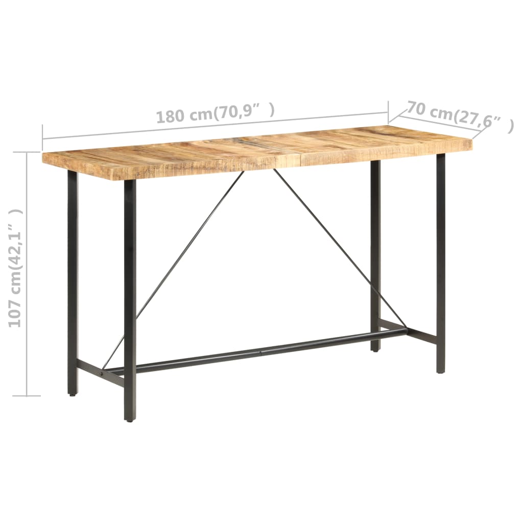 Bar table, 180x70x107 cm, unfinished mango wood