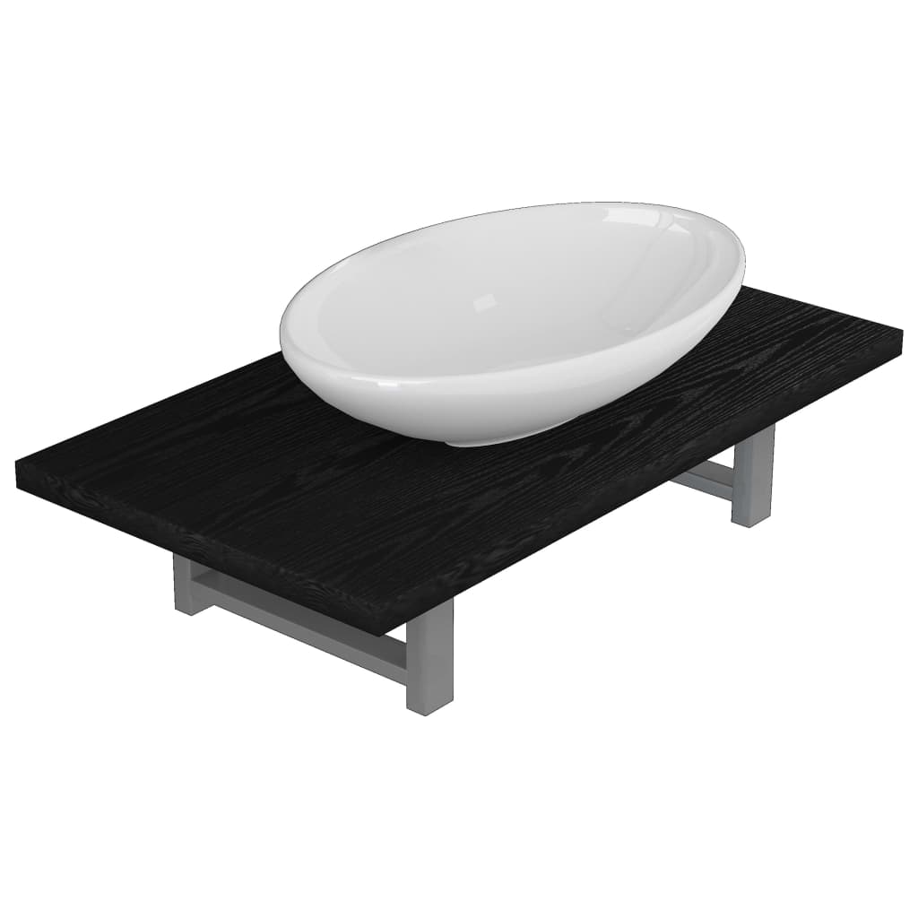 Bathroom furniture set, 2 pieces, black, ceramic