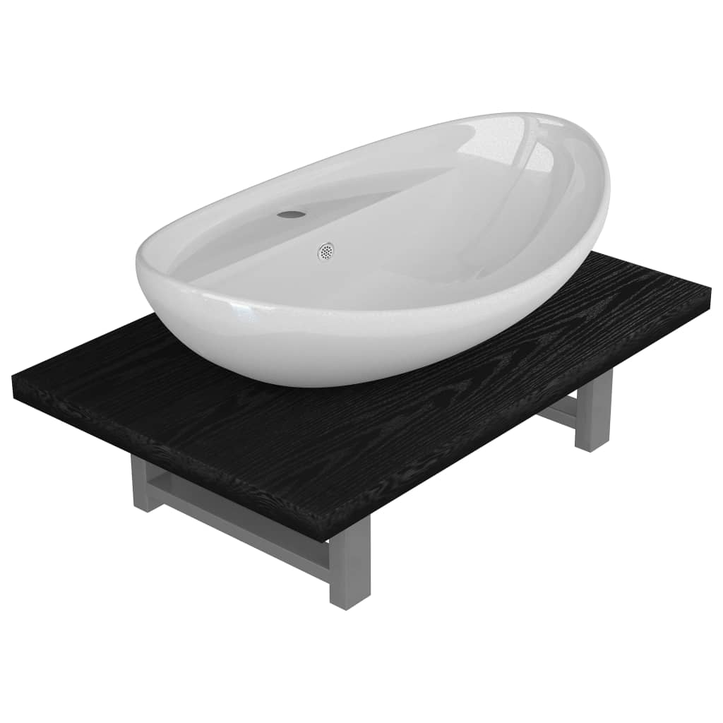 Bathroom furniture set, 2 pieces, black, ceramic