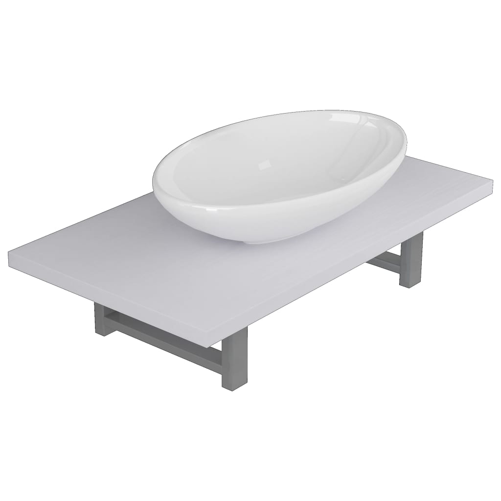 Set mobilier de baie, 2 piese, alb, ceramică