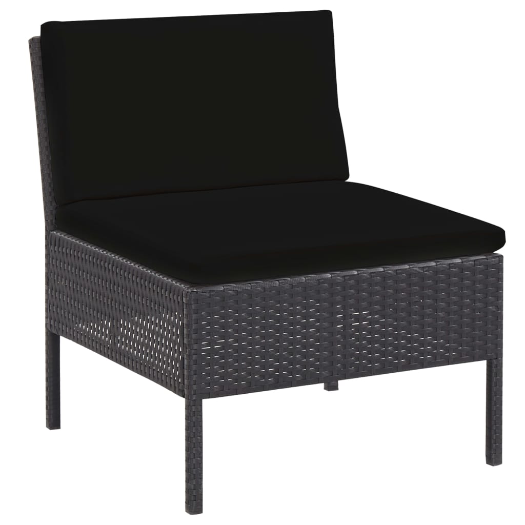 Set mobilier de grădină cu perne, 5 piese, negru, poliratan