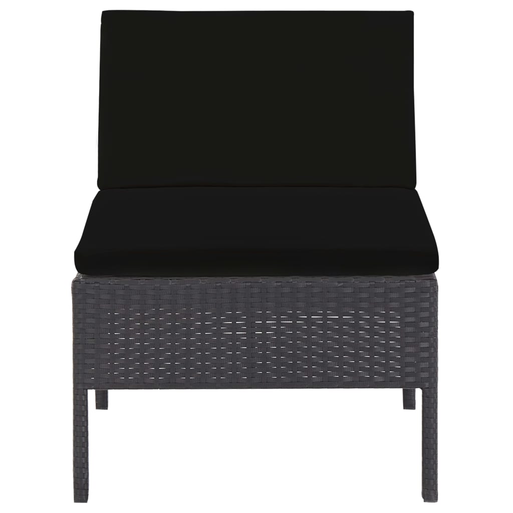 Set mobilier de grădină cu perne, 5 piese, negru, poliratan