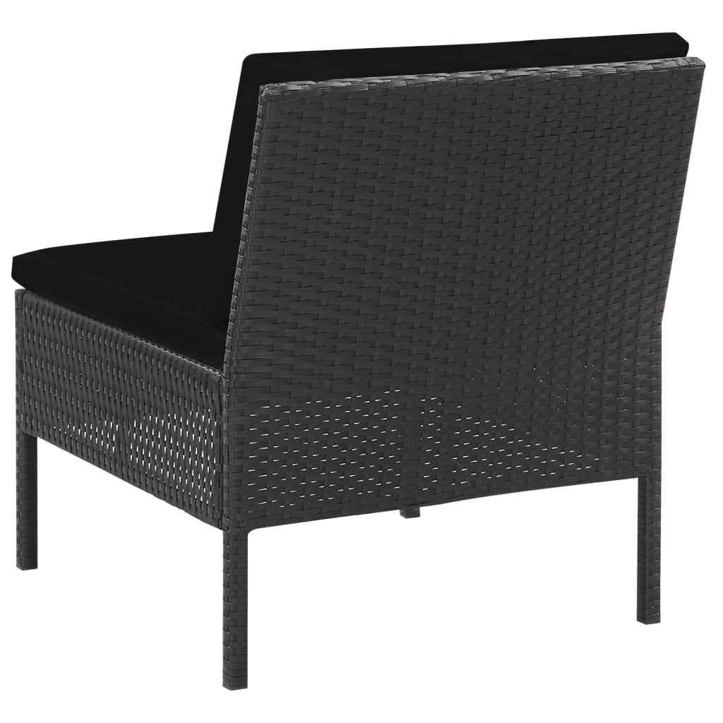 Set mobilier de grădină cu perne, 5 piese, negru, poliratan