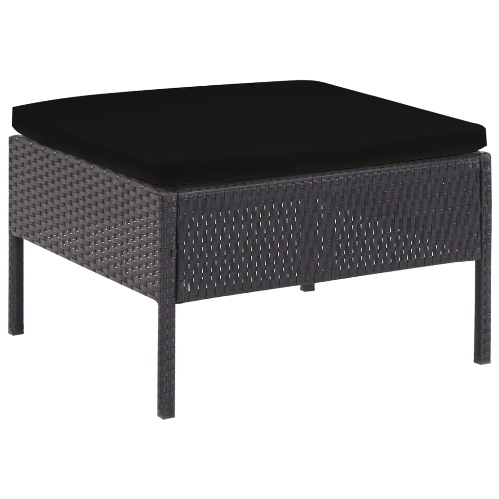 Set mobilier de grădină cu perne, 5 piese, negru, poliratan