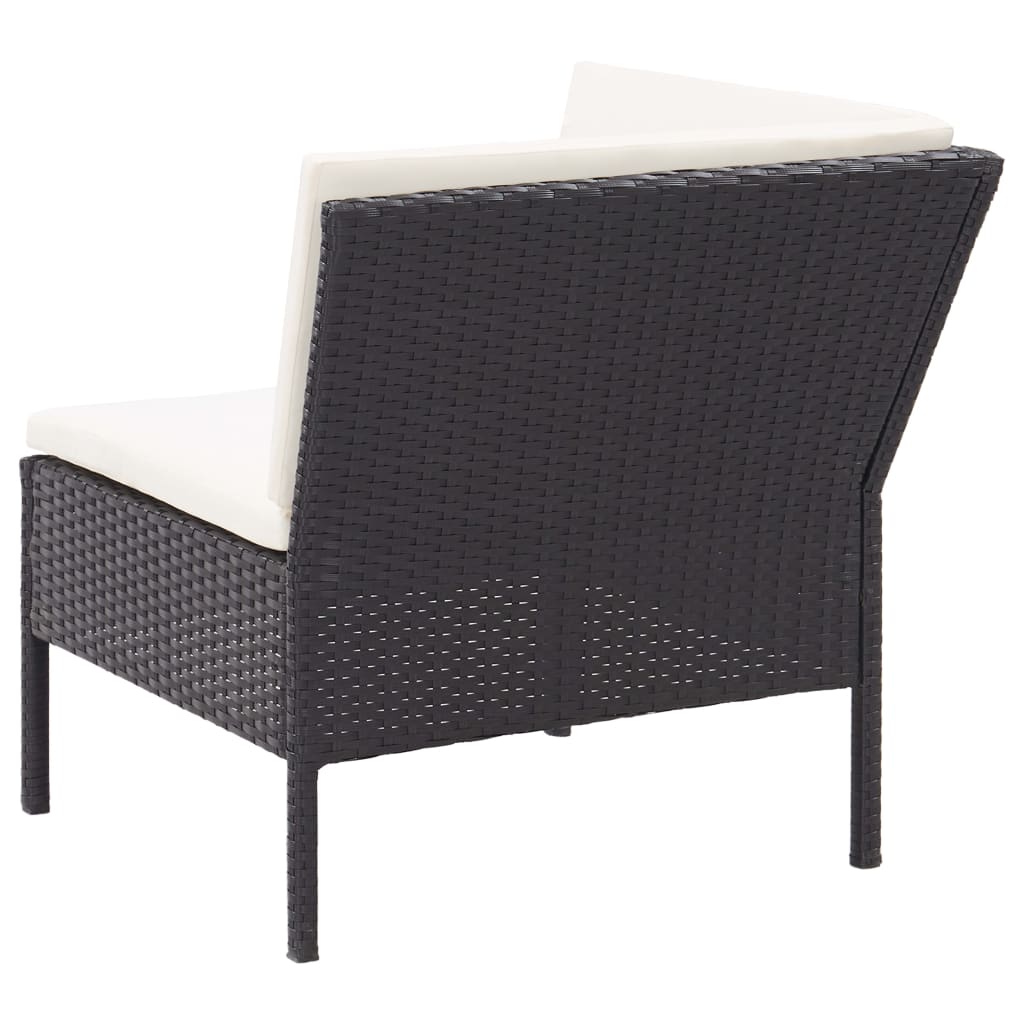 Set mobilier de grădină cu perne, 6 piese, negru, poliratan