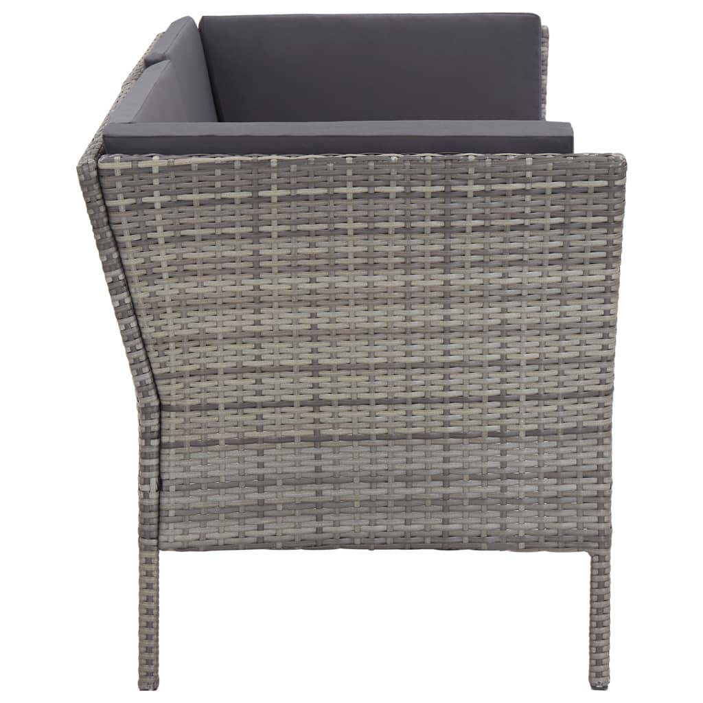 6-piece garden furniture set with cushions, grey, polyrattan