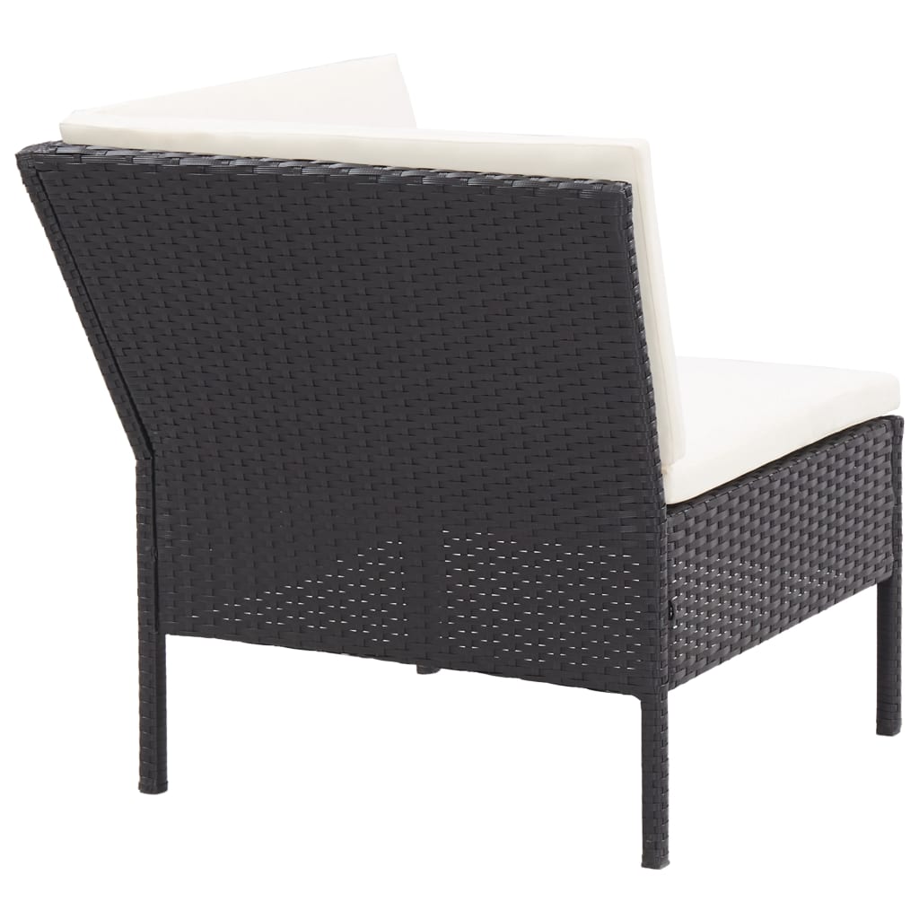 Set mobilier de grădină cu perne, 8 piese, negru, poliratan