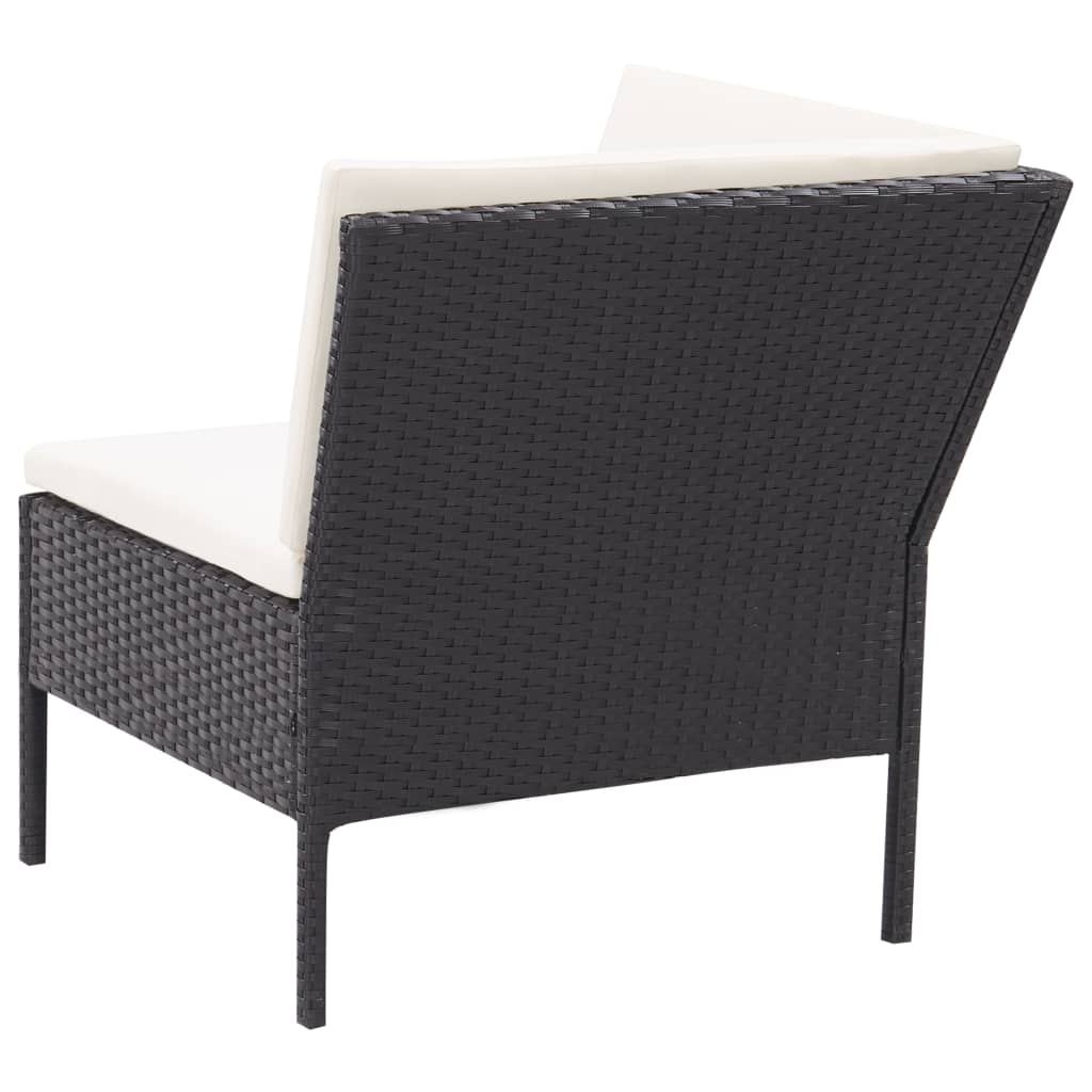 Set mobilier de grădină cu perne, 3 piese, negru, poliratan