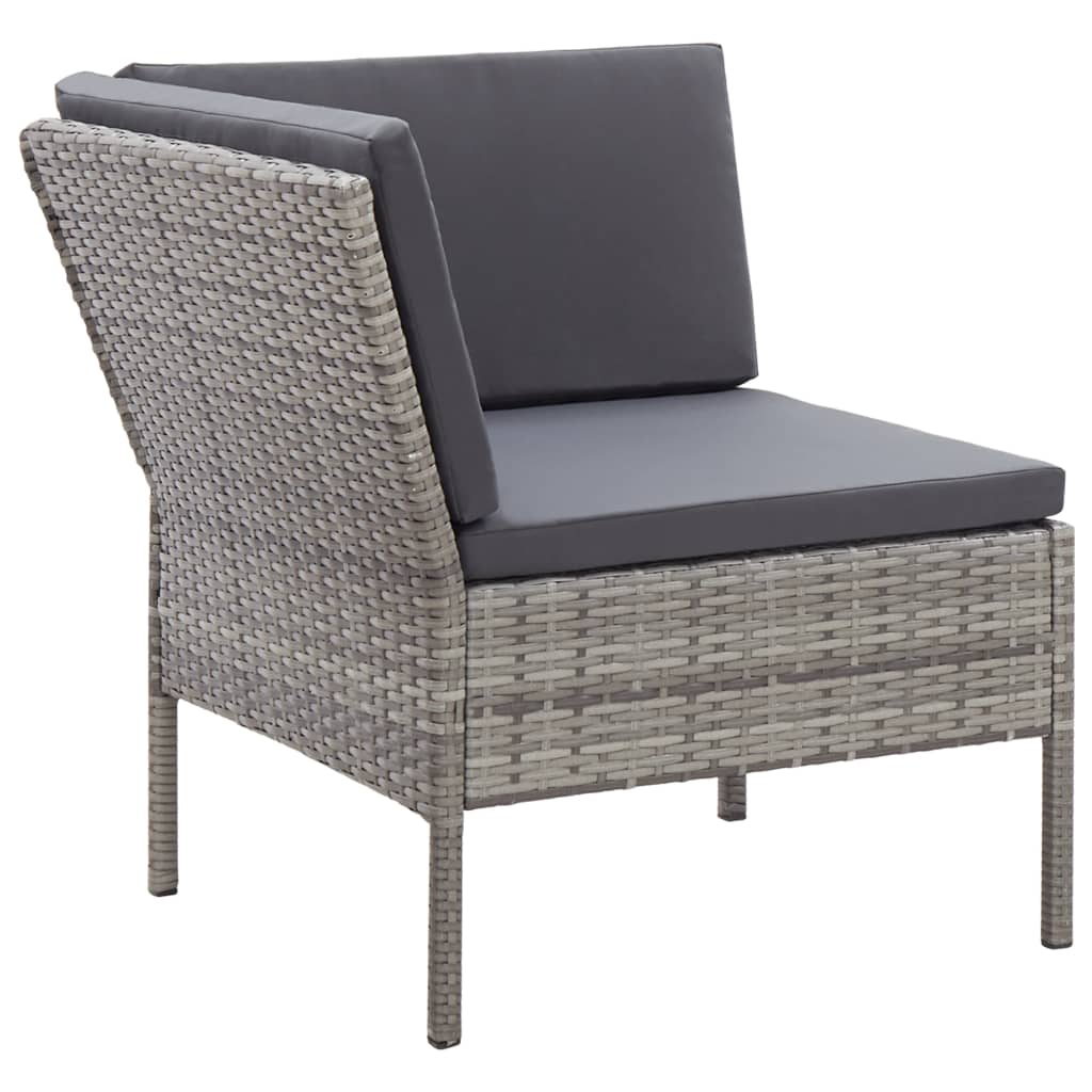 3-piece garden furniture set with cushions, grey, polyrattan