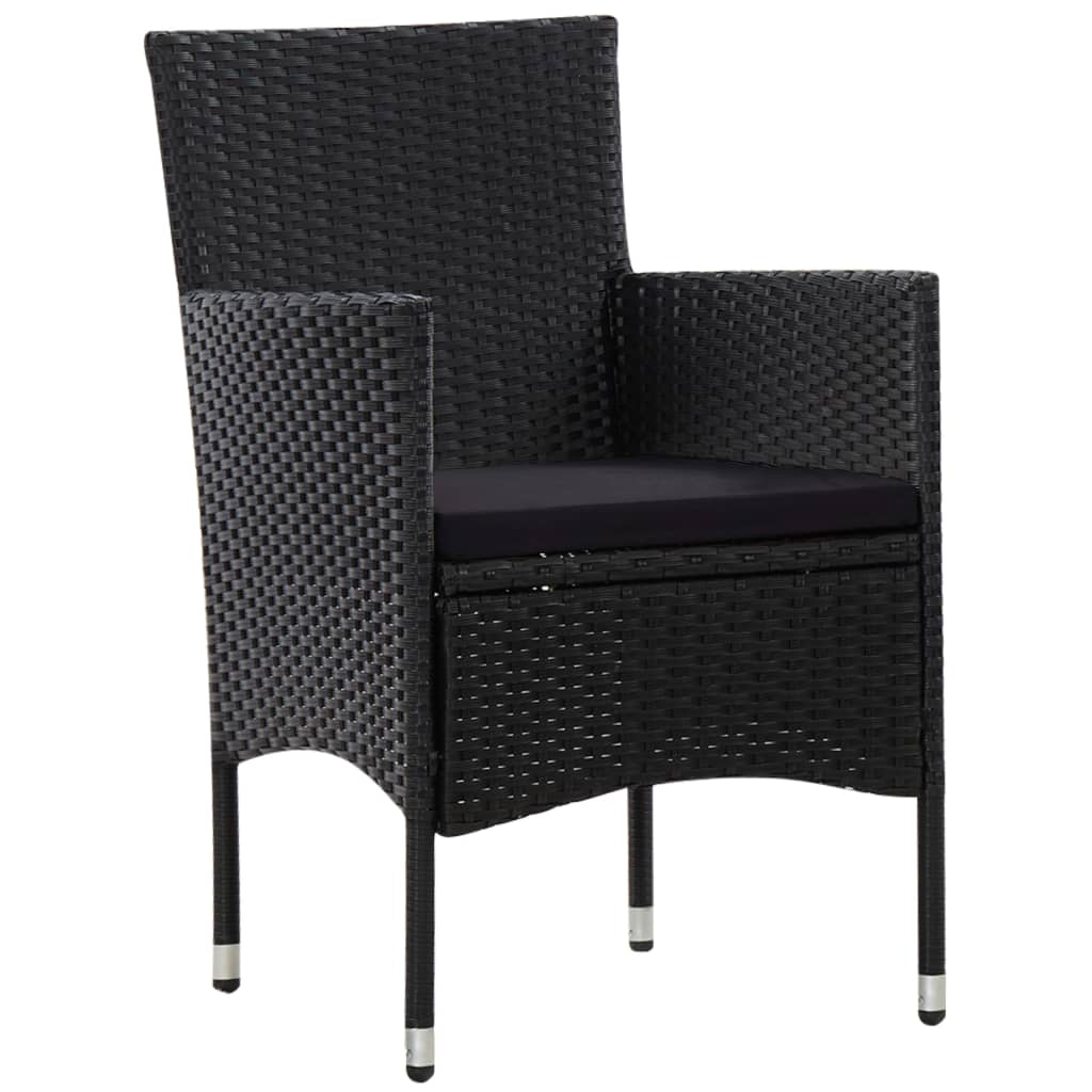 Set mobilier de grădină cu perne, 4 piese, negru, poliratan