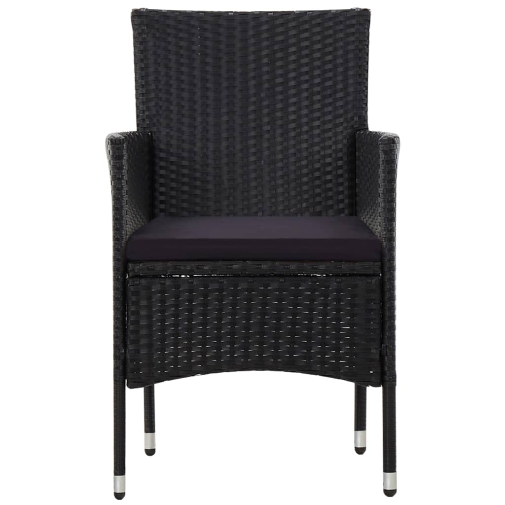 Set mobilier de grădină cu perne, 4 piese, negru, poliratan