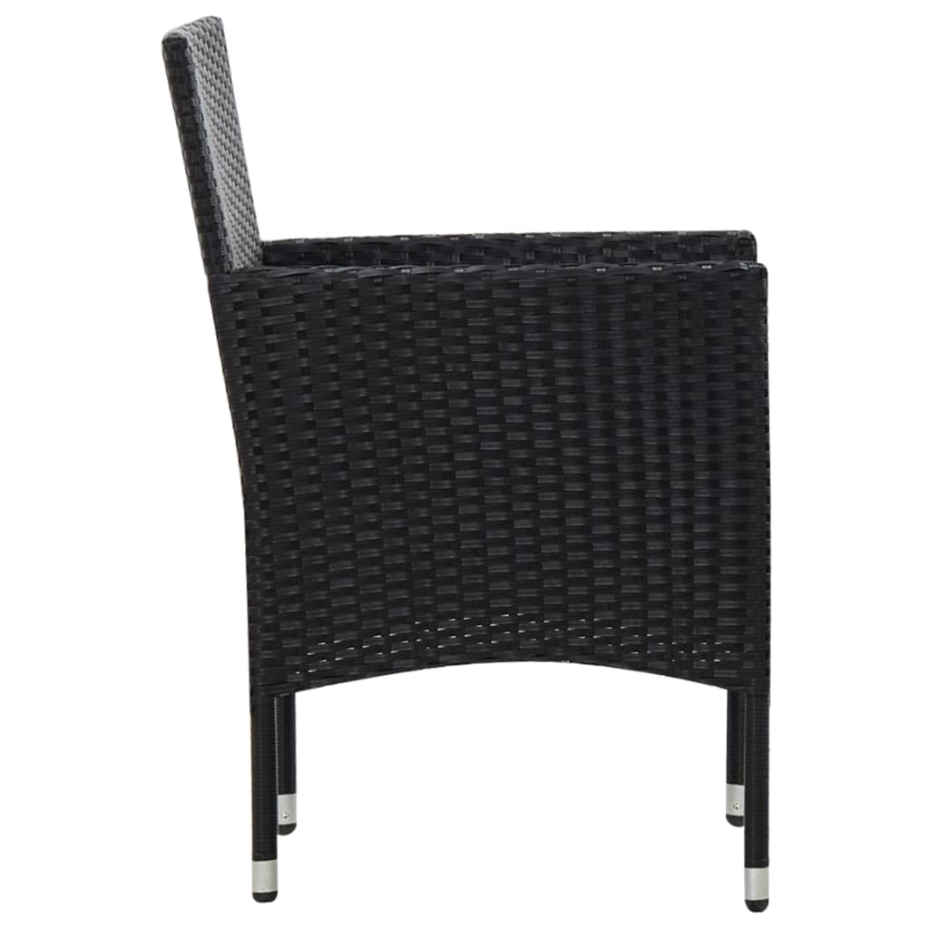 Set mobilier de grădină cu perne, 4 piese, negru, poliratan