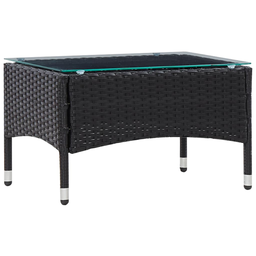 Set mobilier de grădină cu perne, 5 piese, negru, poliratan