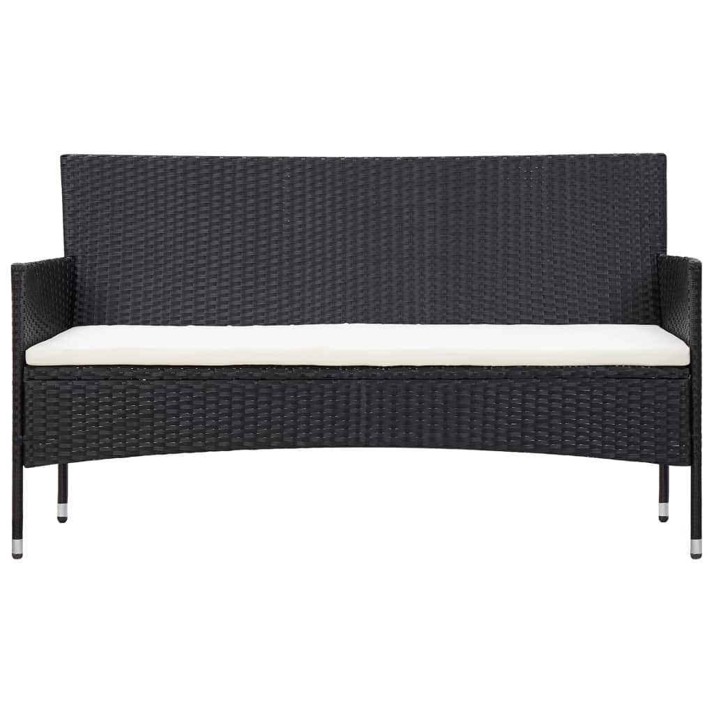 Set mobilier de grădină cu perne, 5 piese, negru, poliratan