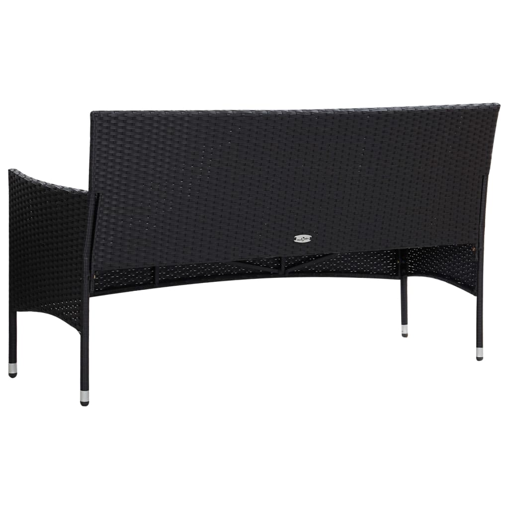 Set mobilier de grădină cu perne, 5 piese, negru, poliratan