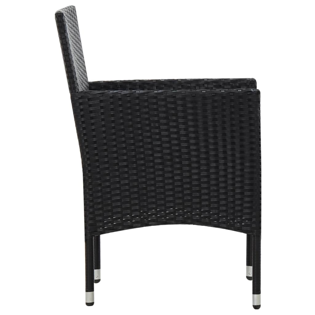 Set mobilier de grădină cu perne, 5 piese, negru, poliratan