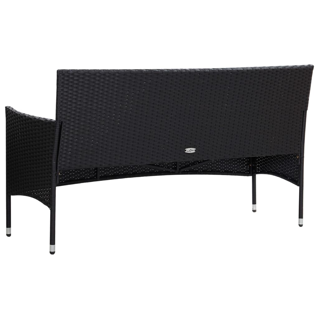 Set mobilier de grădină cu perne, 5 piese, negru, poliratan