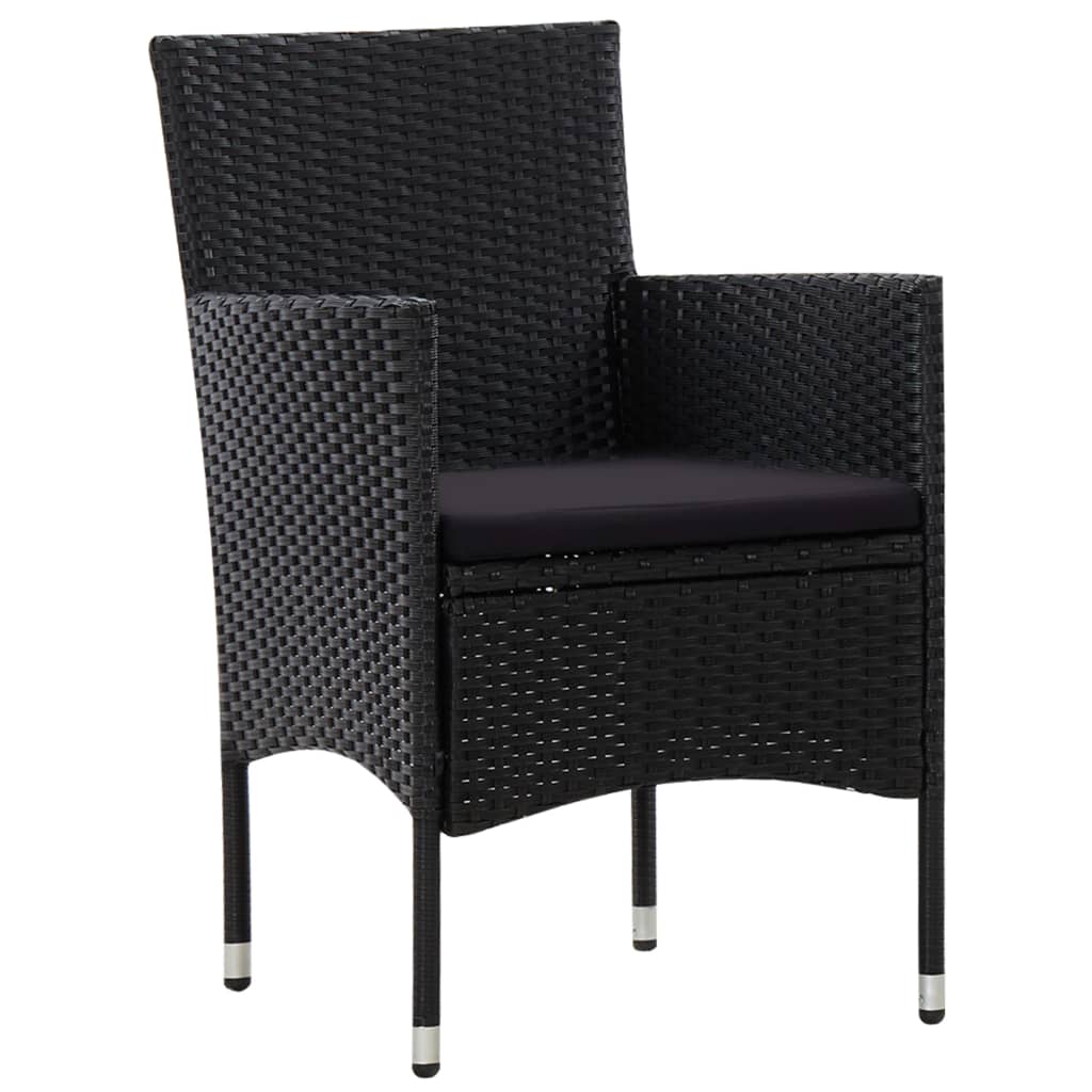 Set mobilier de grădină cu perne, 5 piese, negru, poliratan