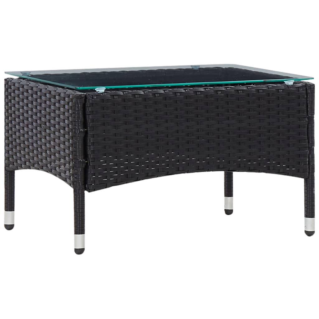 Set mobilier de grădină cu perne, 5 piese, negru, poliratan