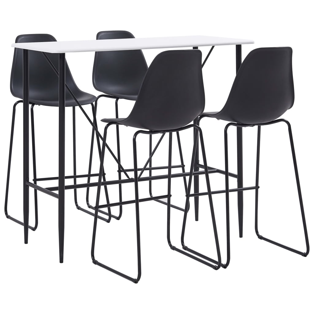 Bar set, 5 pieces, black, plastic