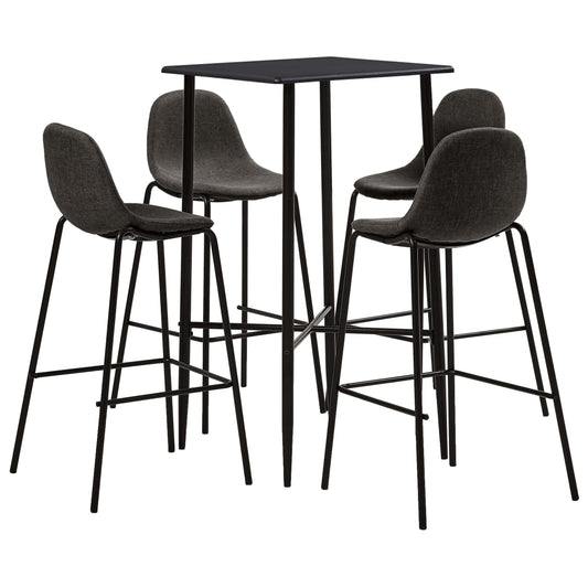 Bar furniture set, 5 pieces, dark grey, fabric