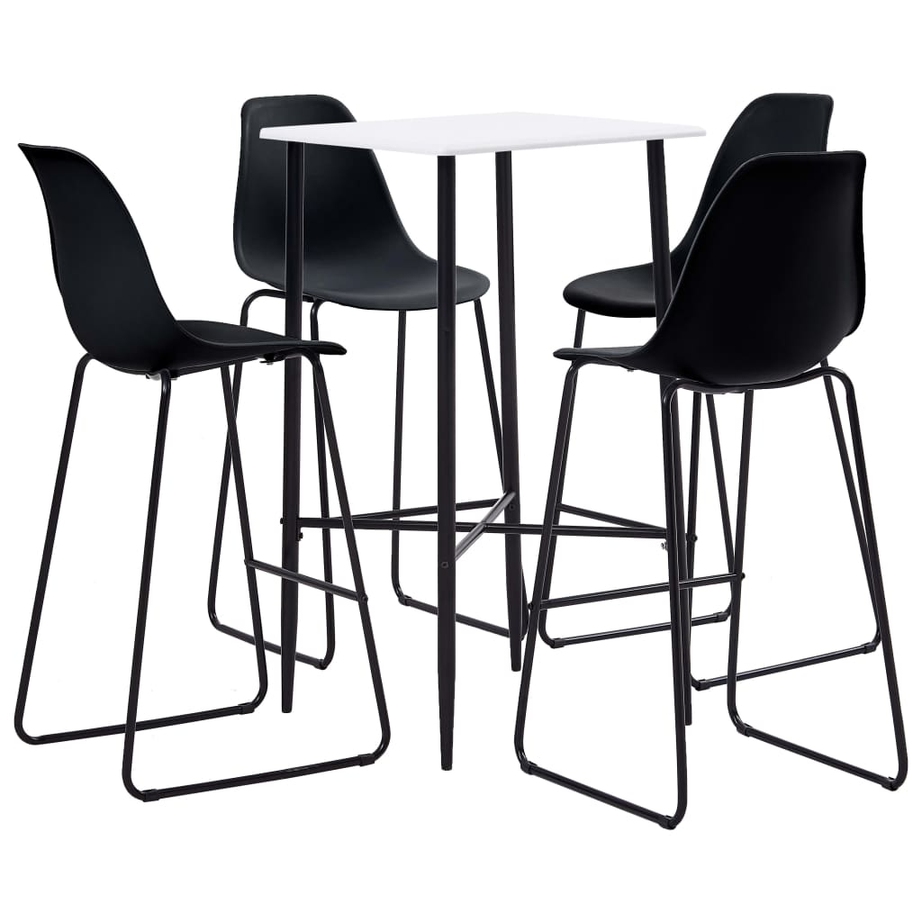 Set mobilier de bar, 5 piese, negru, plastic