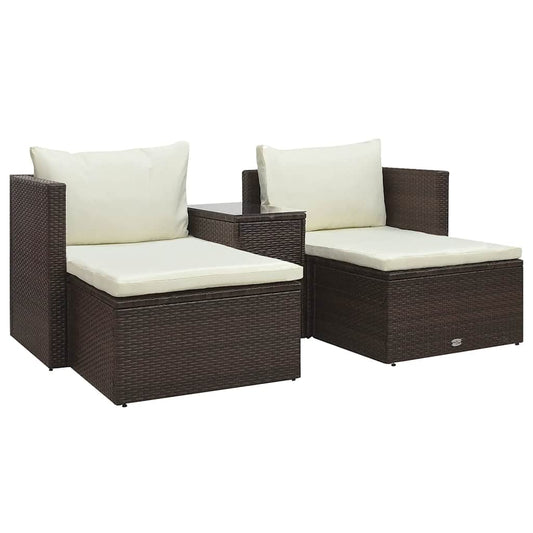 Garden furniture set with cushions, 5 pieces, brown, polyrattan