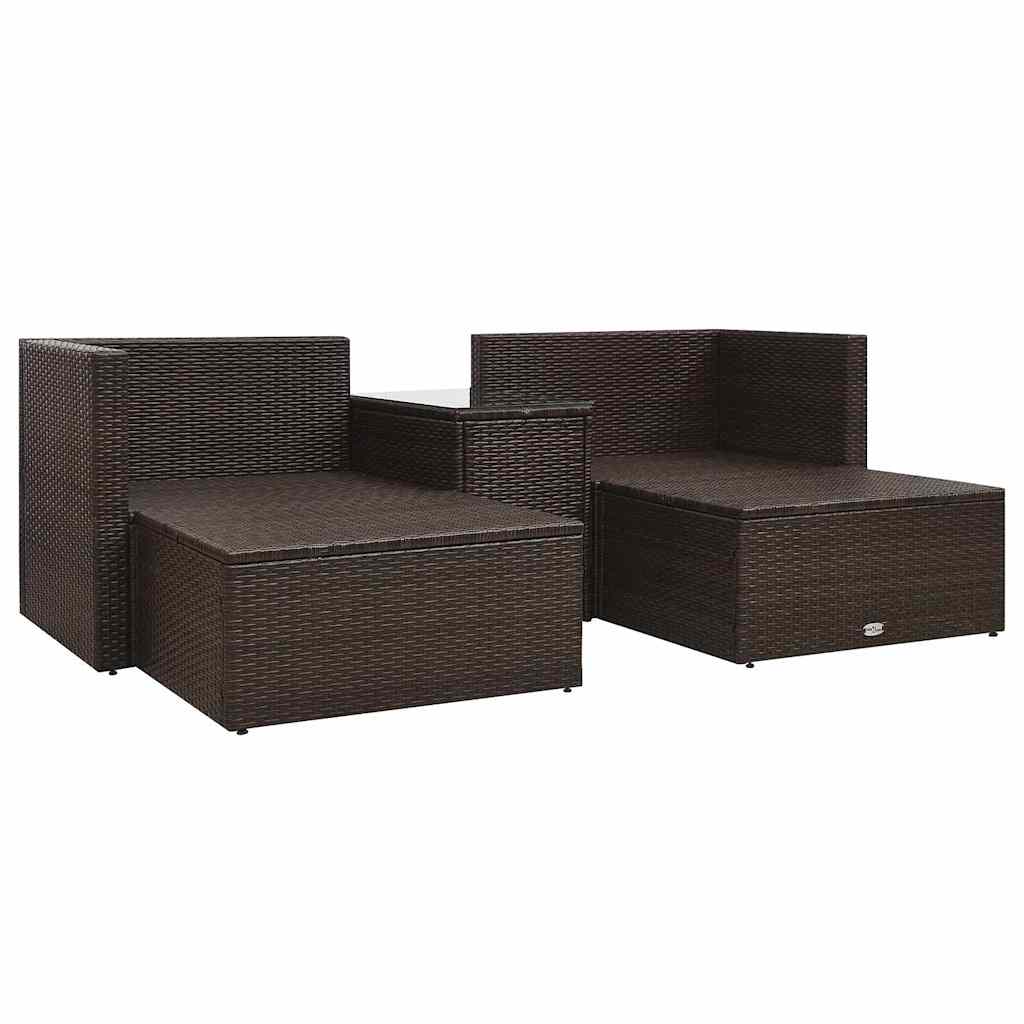 Set mobilier de grădină cu perne, 5 piese, maro, poliratan