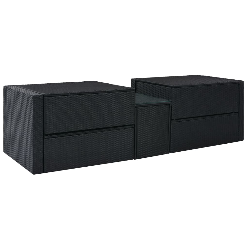 Set mobilier de grădină cu perne, 5 piese, negru, poliratan