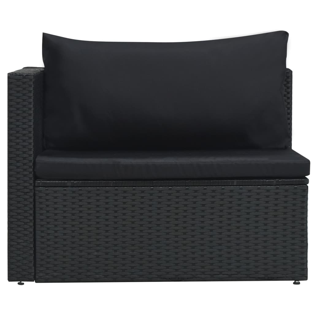 Set mobilier de grădină cu perne, 5 piese, negru, poliratan