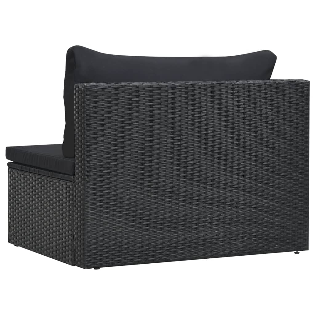 Set mobilier de grădină cu perne, 5 piese, negru, poliratan