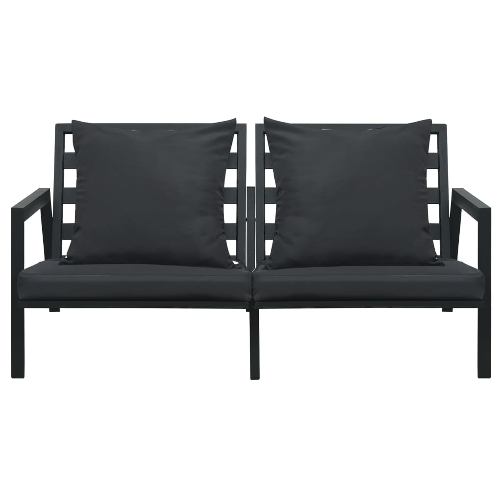 Garden furniture set with cushions, 5 pieces, dark grey, aluminium