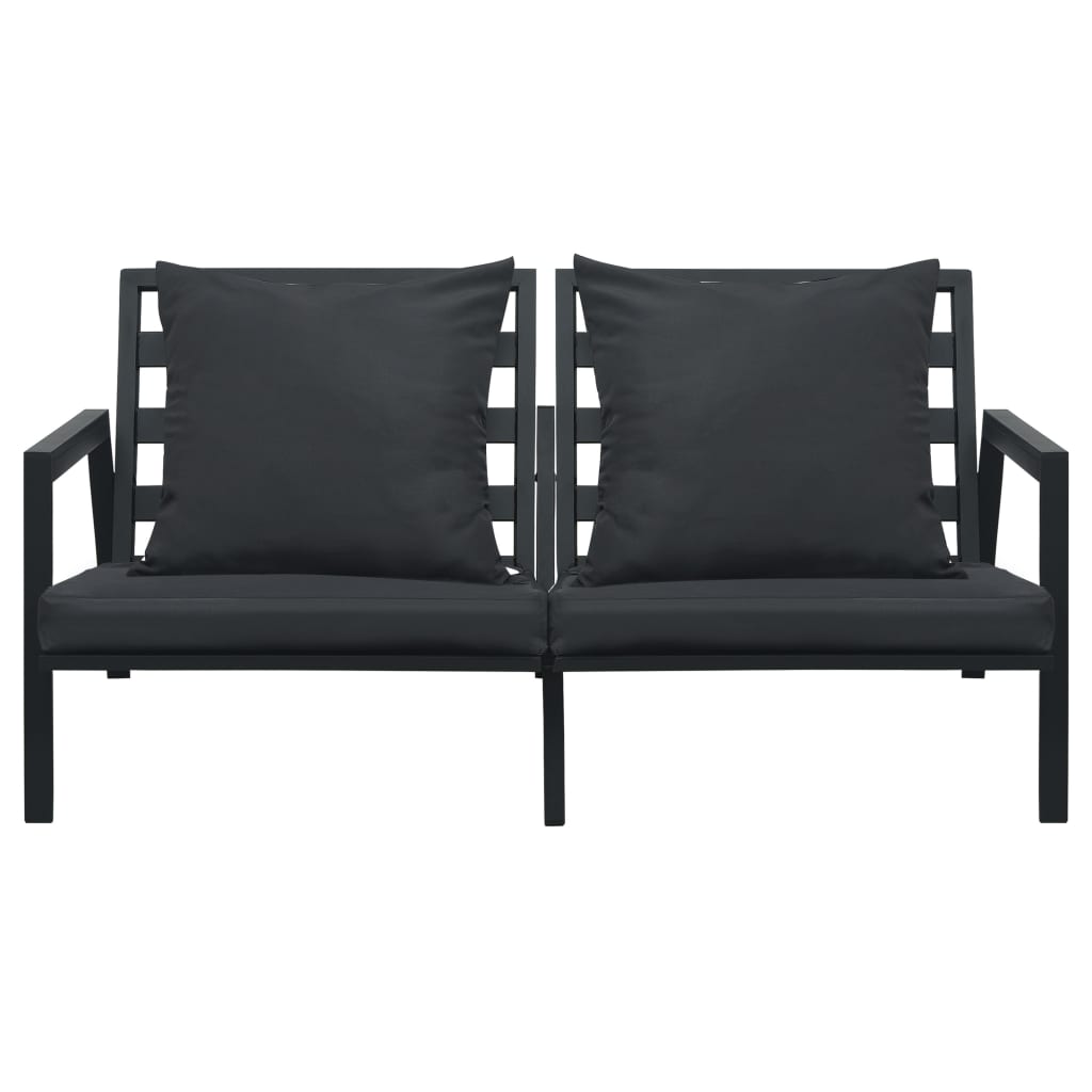 Garden furniture set with cushions, 4 pieces, grey, dark aluminium