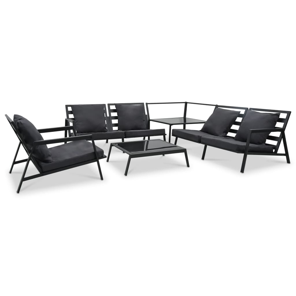 5-piece garden furniture set with cushions, dark grey, aluminium