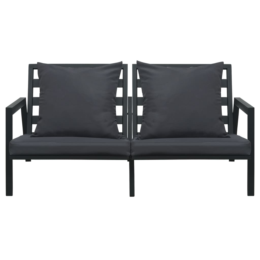 5-piece garden furniture set with cushions, dark grey, aluminium