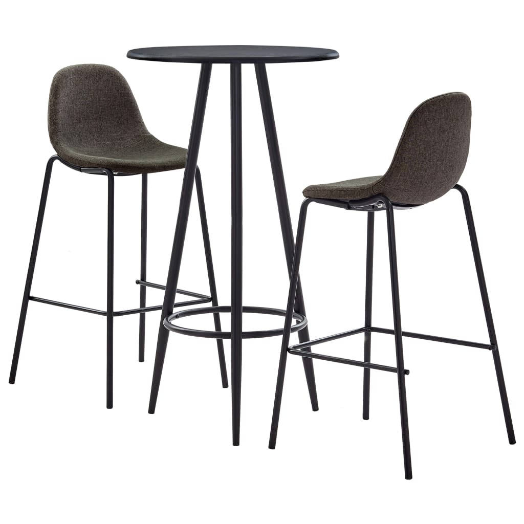 Bar furniture set, 3 pieces, dark grey, fabric