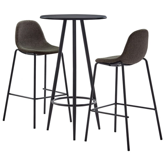 Set mobilier de bar, 3 piese, gri închis, material textil