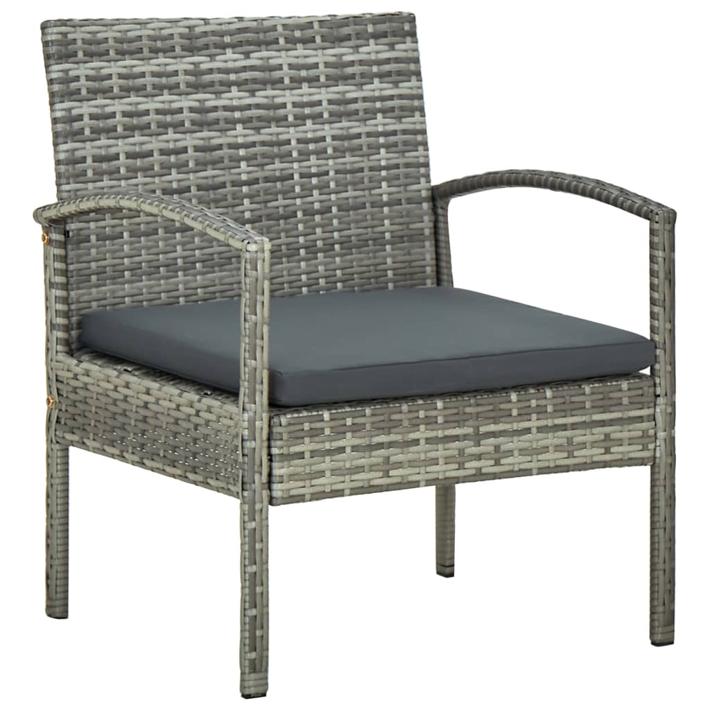 4-piece garden furniture set with cushions, grey, polyrattan