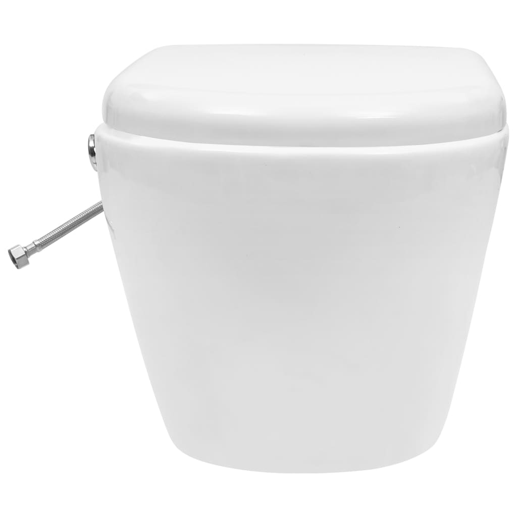 Frameless wall-hung toilet with bidet function, white, ceramic