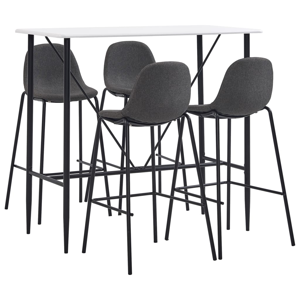 Bar furniture set, 5 pieces, dark grey, fabric