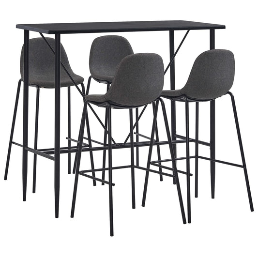 Bar furniture set, 5 pieces, dark grey, fabric