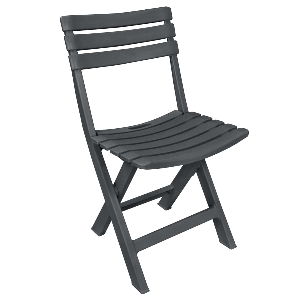 Folding bistro furniture set, 3 pieces, anthracite, plastic