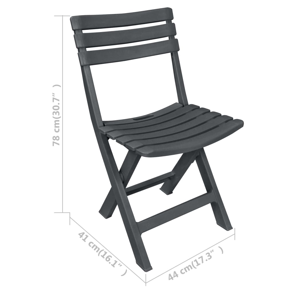 Folding bistro furniture set, 3 pieces, anthracite, plastic