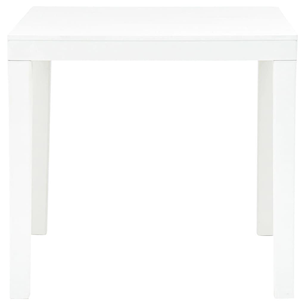 Garden table with 2 benches, white, plastic