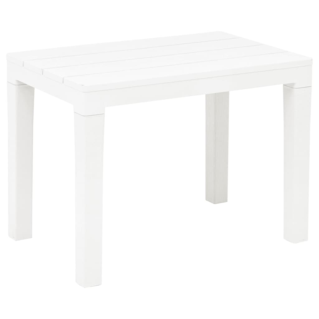 Garden table with 2 benches, white, plastic